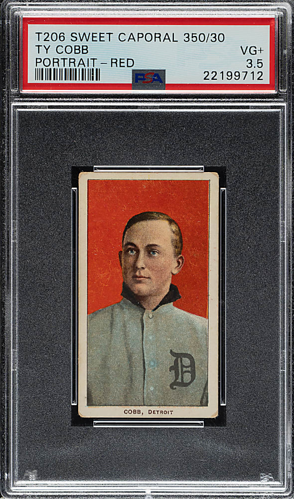 1909-1911 T206 White Border Ty Cobb Portrait Red Background PSA VG+ 3.5