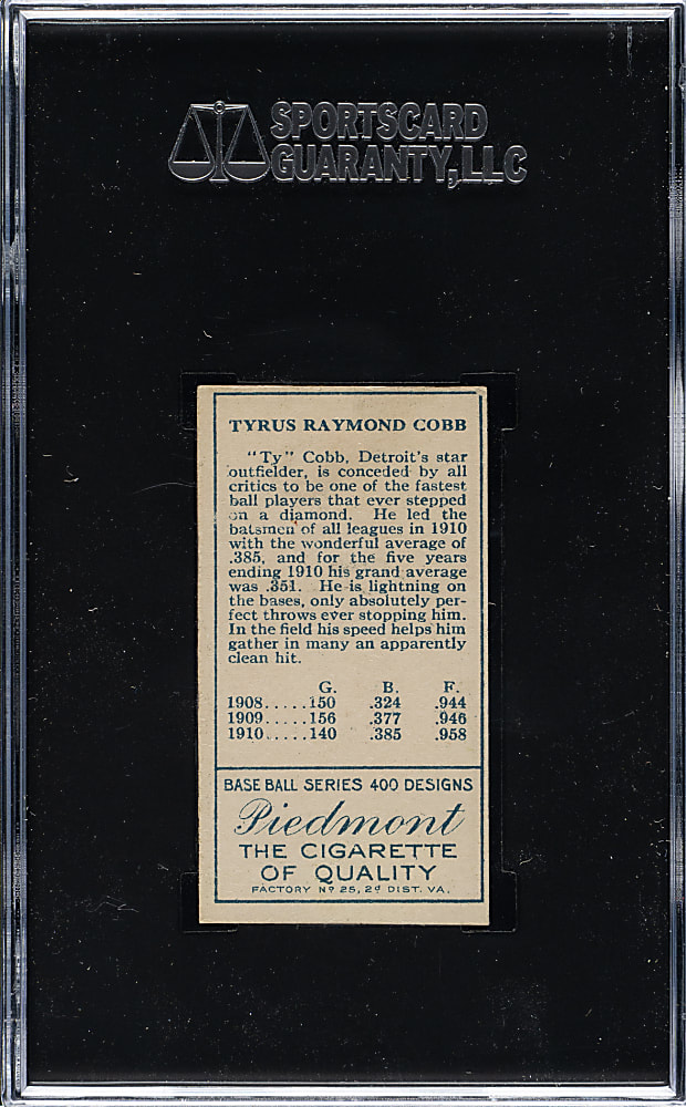 1911 T205 Gold Border Ty Cobb SGC VG 3
