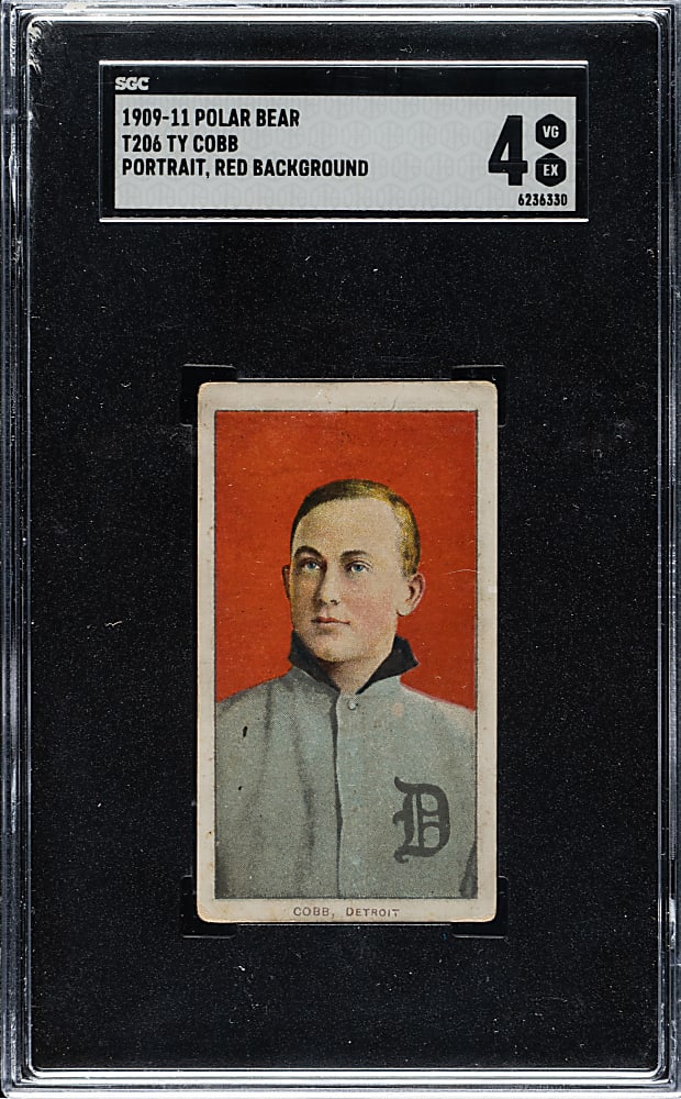 1909-1911 T206 White Border Ty Cobb Portrait Red Background SGC VG/EX 4 - Polar Bear Back