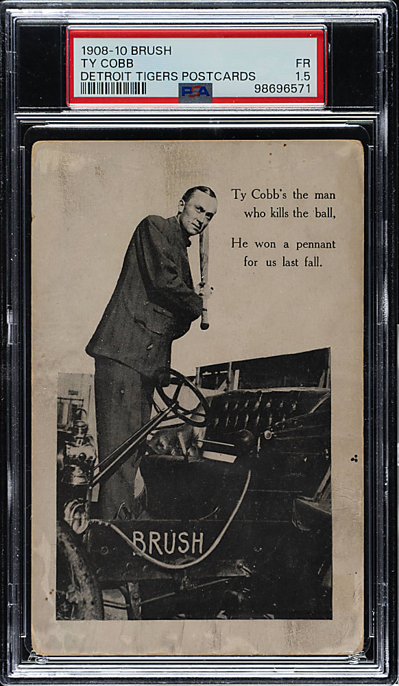 1908-1910 Brush Automobile Advertising Postcard Ty Cobb PSA FAIR 1.5
