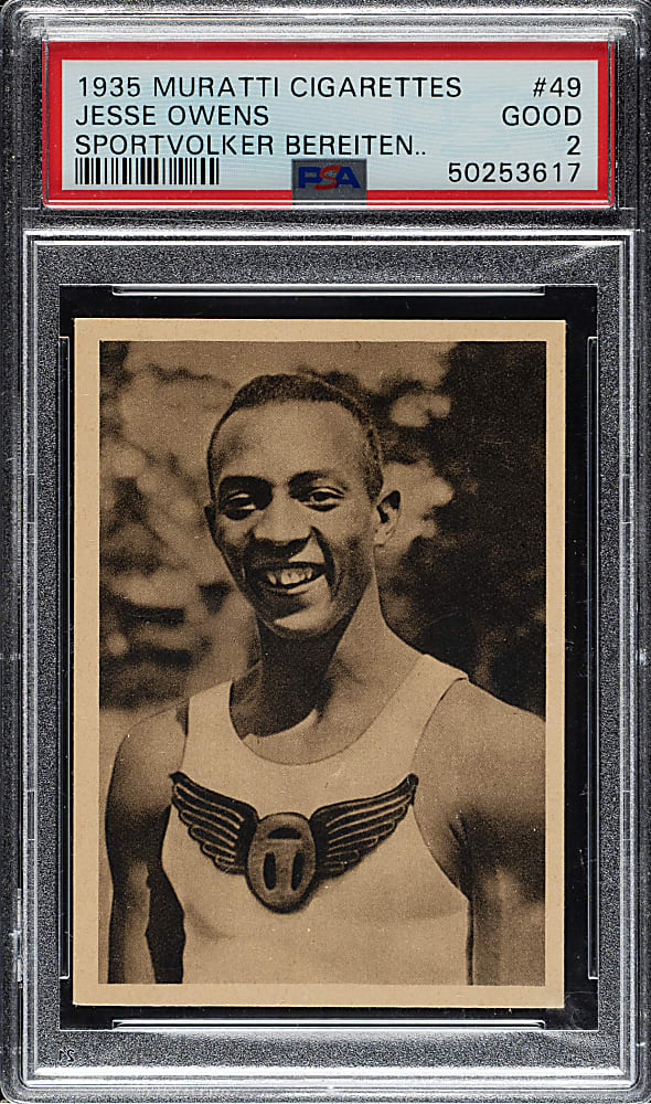 1935 Muratti Cigarettes #49 Jesse Owens Rookie PSA GOOD 2