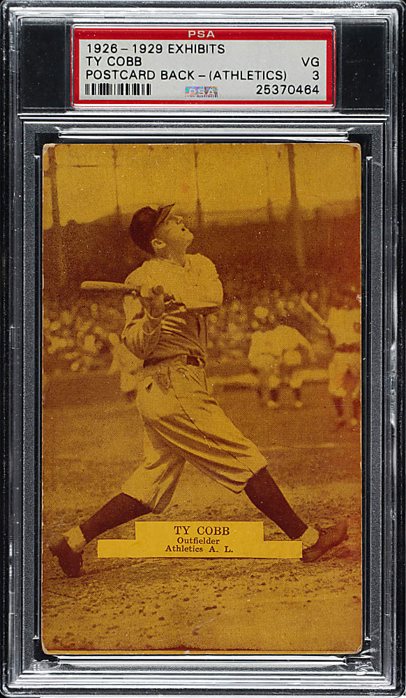 1926-1929 "Exhibit-Style Postcard-Back" Ty Cobb Athletics PSA VG 3