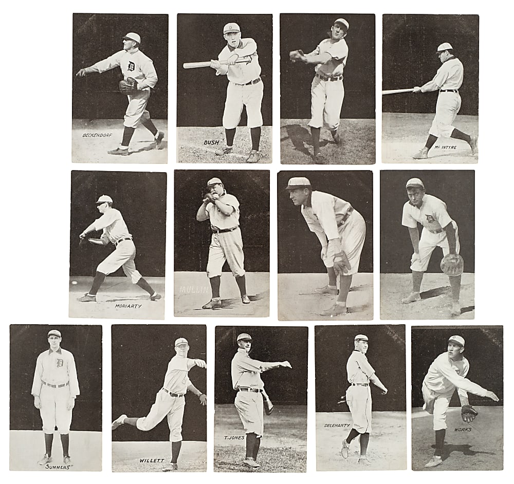 1908 and 1909 PC765 A. C. Dietsche Detroit Tigers Postcard Collection (17) Including Hughie Jennings and Sam Crawford