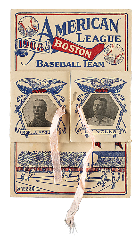 Rare 1908 Boston Red Sox Fold-Out Postcard with Cy Young