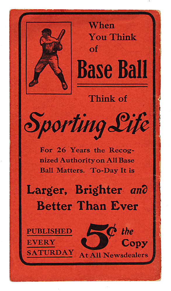 1909 Sporting Life American League Schedule Featuring Team Composite Images Including Joe Jackson Rookie Image