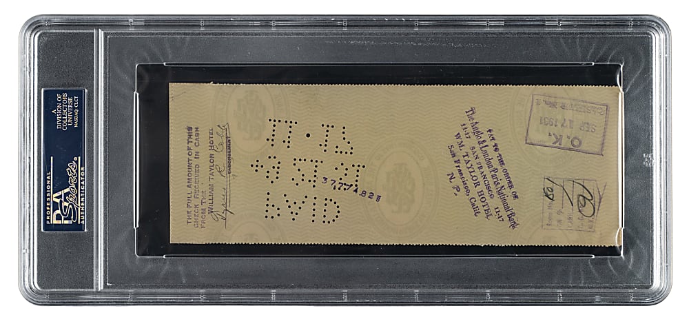 1931 Ty Cobb Twice-Signed Check PSA/DNA NM-MT 8