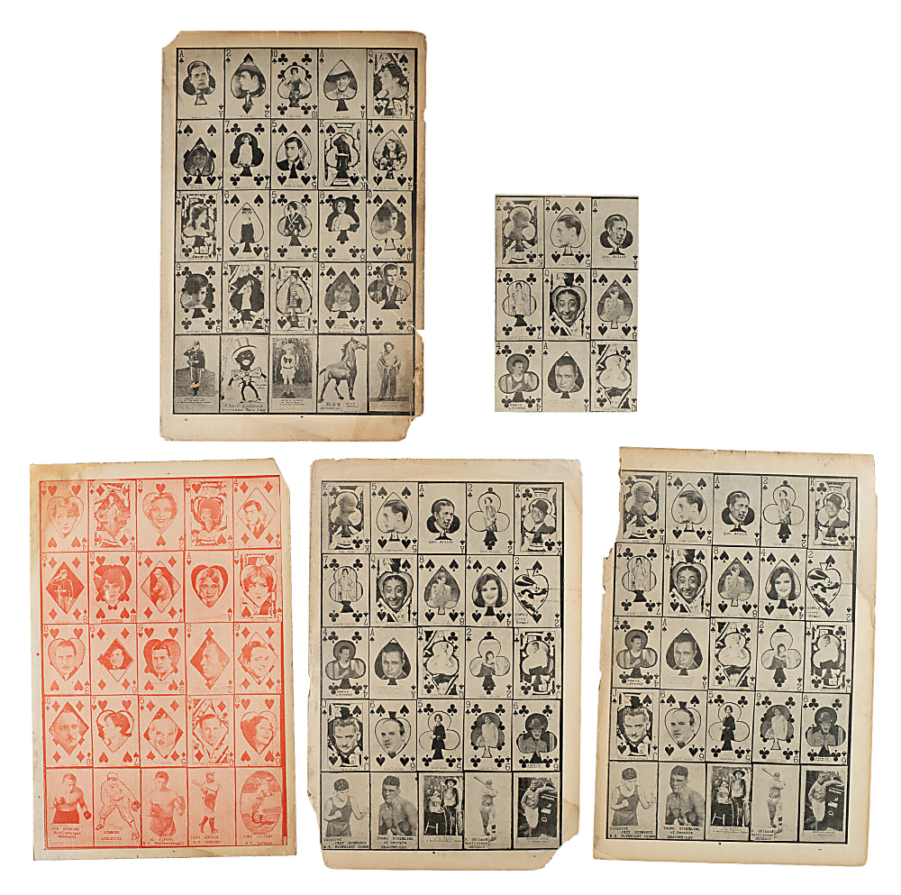 1928 W565 Strip Card Uncut Sheet Collection (5 Sheets, 109 Cards) Including Lou Gehrig