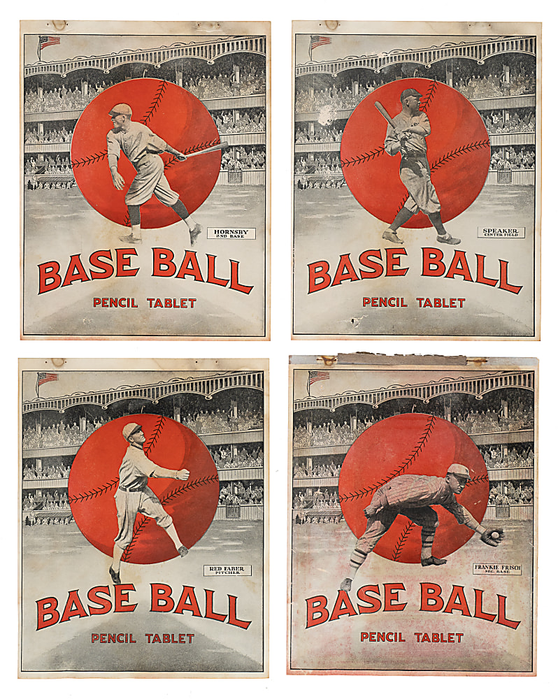 1926-1928 Baseball Pencil Tablet Cover Collection (10) Including Rogers Hornsby and Tris Speaker