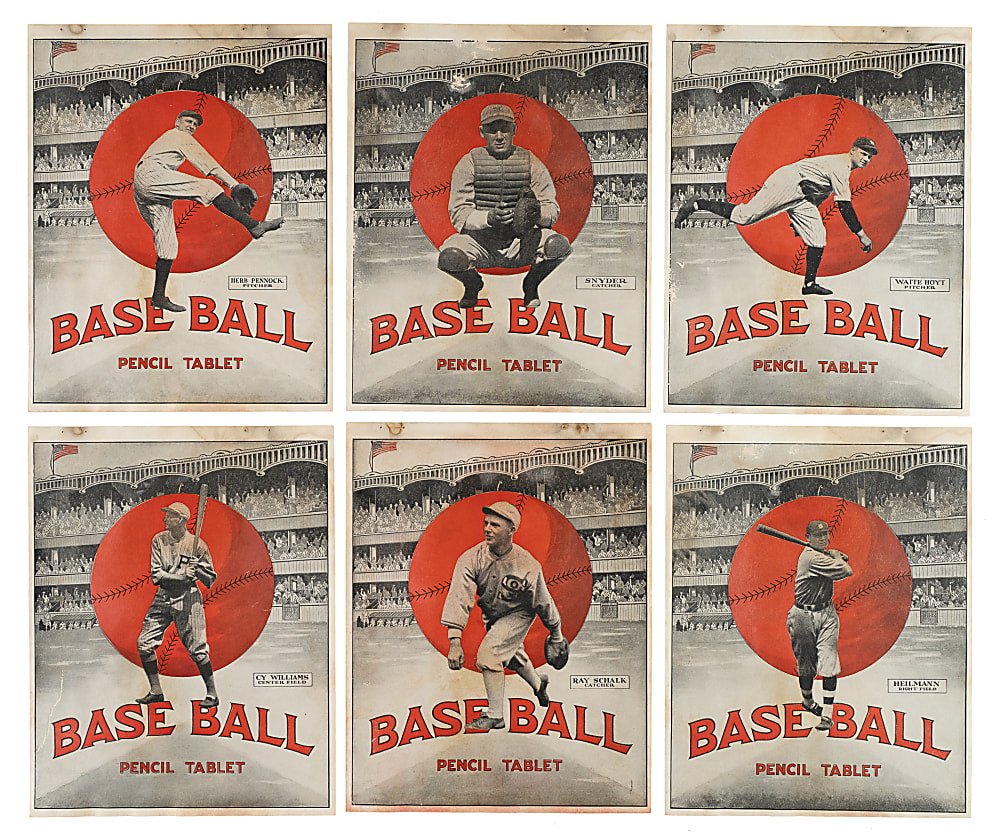 1926-1928 Baseball Pencil Tablet Cover Collection (10) Including Rogers Hornsby and Tris Speaker