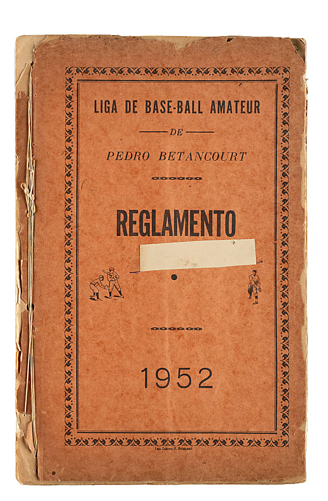 1952 Pedro Betancourt Cuban Amateur Baseball League Rulebook