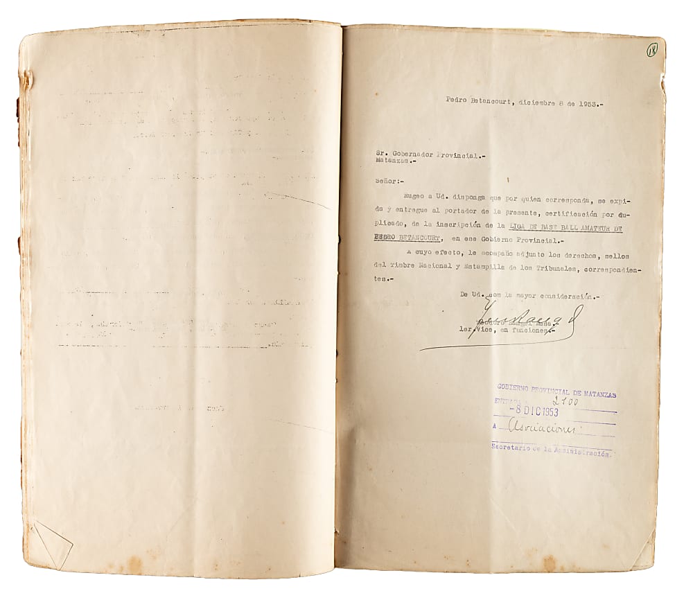 1952 Pedro Betancourt Cuban Amateur Baseball League Rulebook