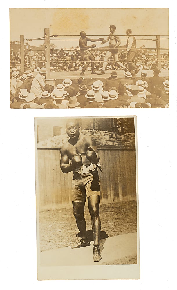 Circa 1910s Jack Johnson and Jess Willard Real-Photo Postcard Pair