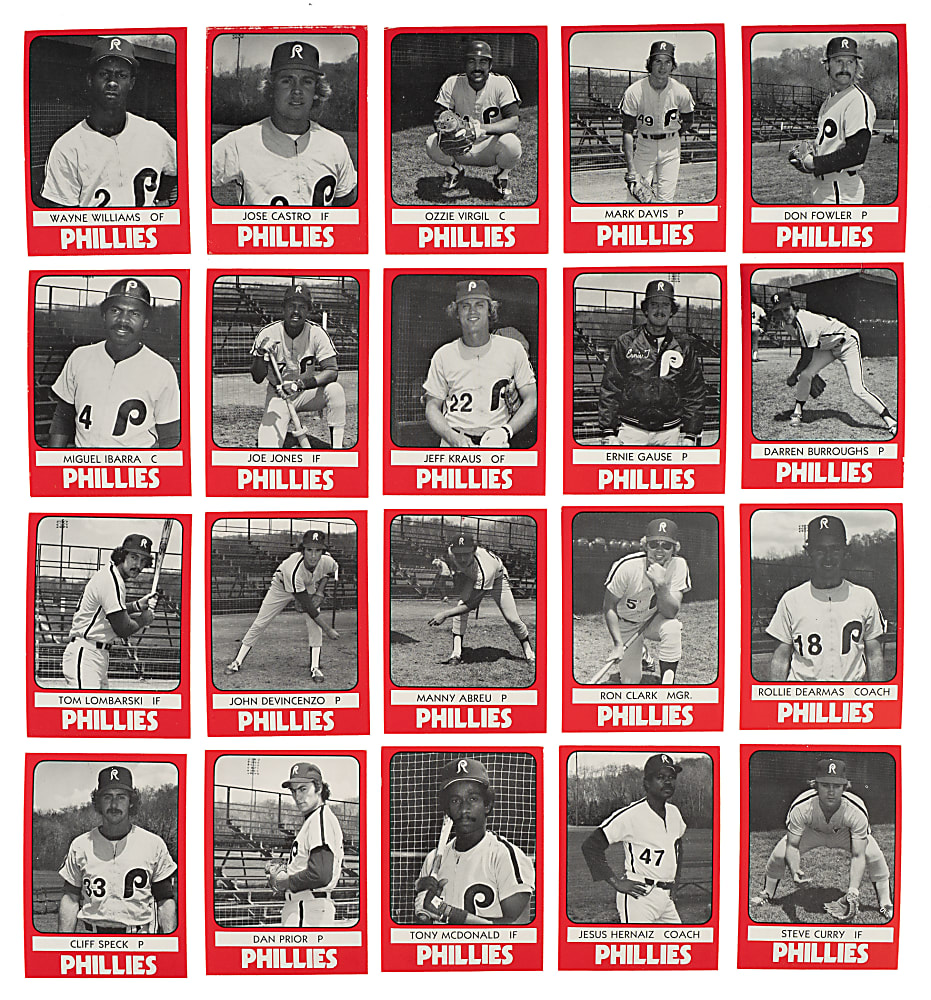 1980 TCMA Reading Phillies Complete Set (24) Including Ryne Sandberg Pre-Rookie