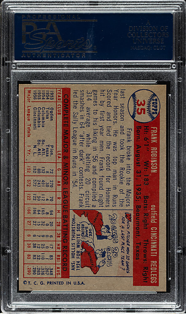 1957 Topps #35 Frank Robinson Rookie PSA MINT 9 - Highest Graded!