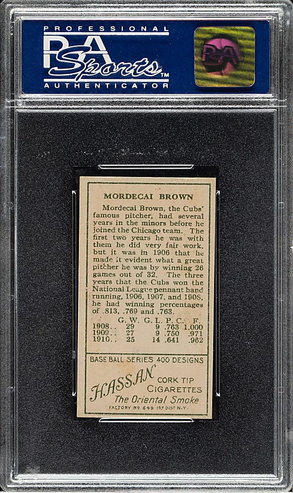 1911 T205 Gold Border Mordecai Brown PSA NM-MT 8