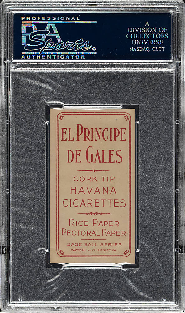 1909-1911 T206 White Border Christy Mathewson Dark Cap PSA NM 7 - El Principe De Gales Back