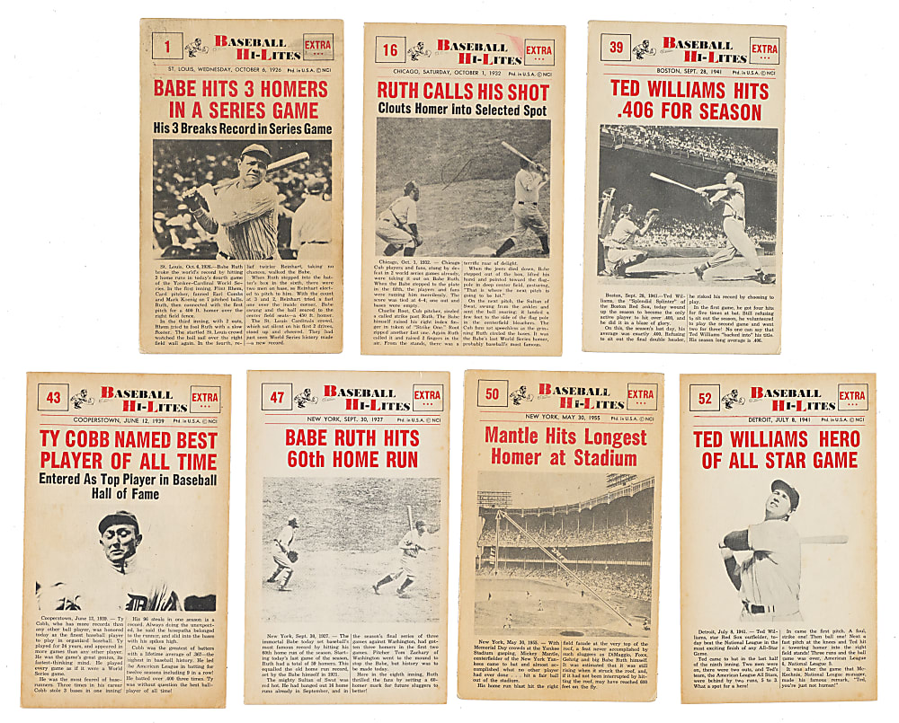 1960 Nu-Card Baseball Hi-Lites Complete Set (72)