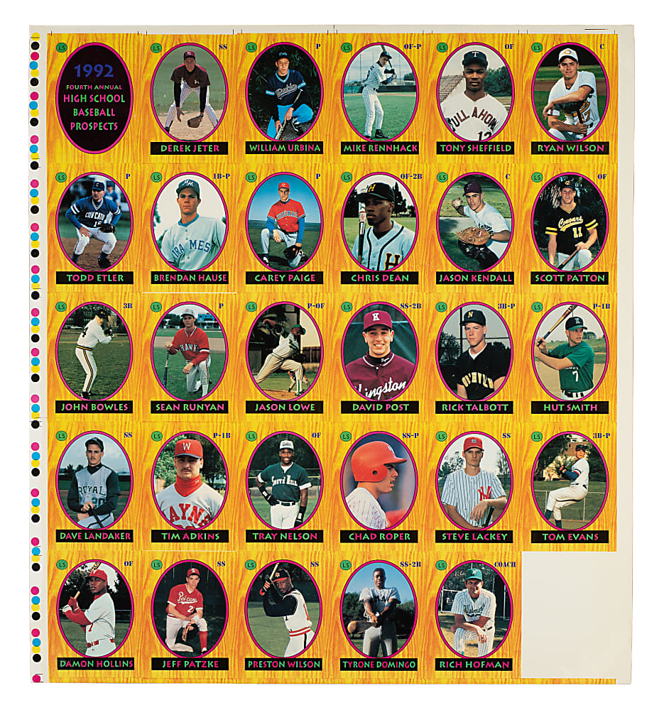 1991 and 1992 Little Sun Prospects Complete Set Uncut Sheet Collection (11 Sheets) Including Derek Jeter and Manny Ramirez