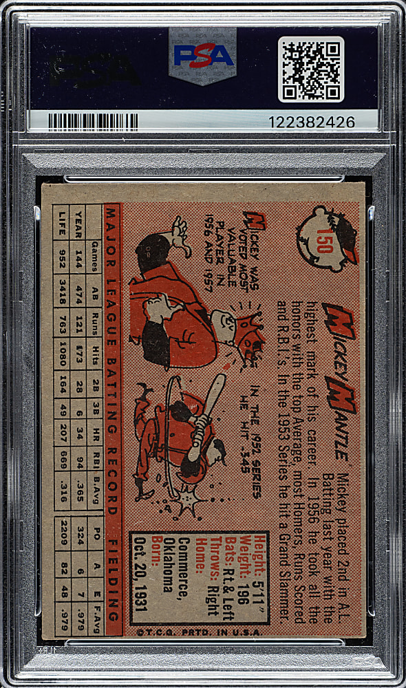 1958 Topps #150 Mickey Mantle PSA VG-EX 4