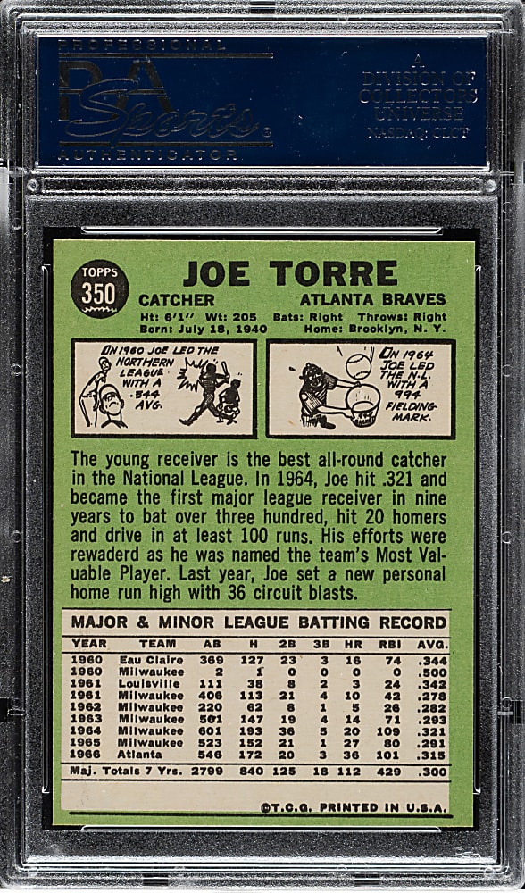 1967 Topps #350 Joe Torre PSA GEM MINT 10