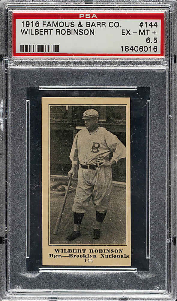 1916 M101-5 Famous and Barr #144 Wilbert Robinson PSA EX-MT+ 6.5