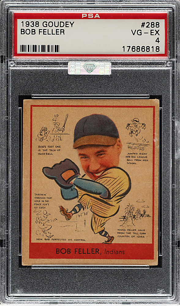 1938 R323 Goudey "Heads-Up" #288 Bob Feller PSA VG-EX 4 (MBA Silver Diamond)