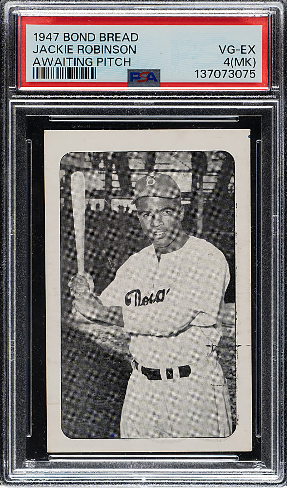 Circa 1947 Bond Bread Jackie Robinson Awaiting Pitch PSA VG-EX 4 (MK)