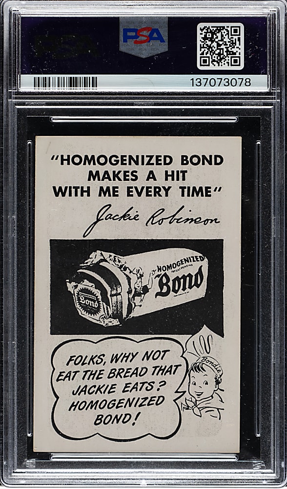 Circa 1947 Bond Bread Jackie Robinson Batting, White Sleeves PSA EX 5 (MK)