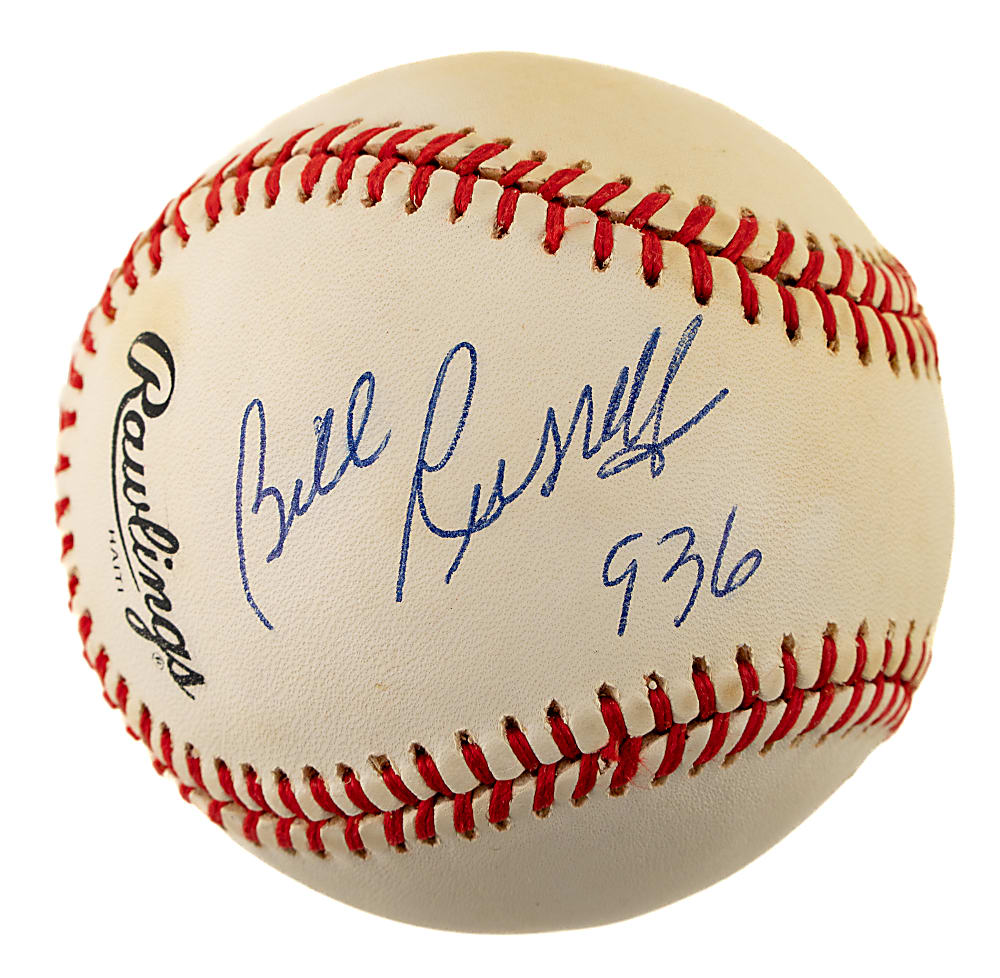 Bill Russell Single-Signed Baseball with "936" Inscription - JSA