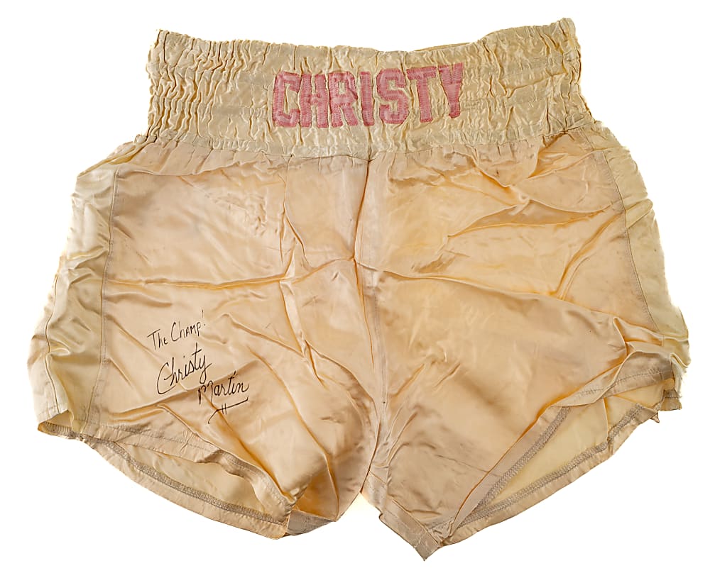 Christy Martin Signed Fight Worn Boxing Trunks with "The Champ!" Inscription - JSA