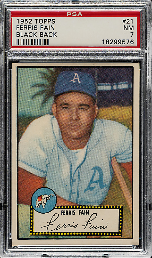 1952 Topps #21 Ferris Fain Black Back PSA NM 7