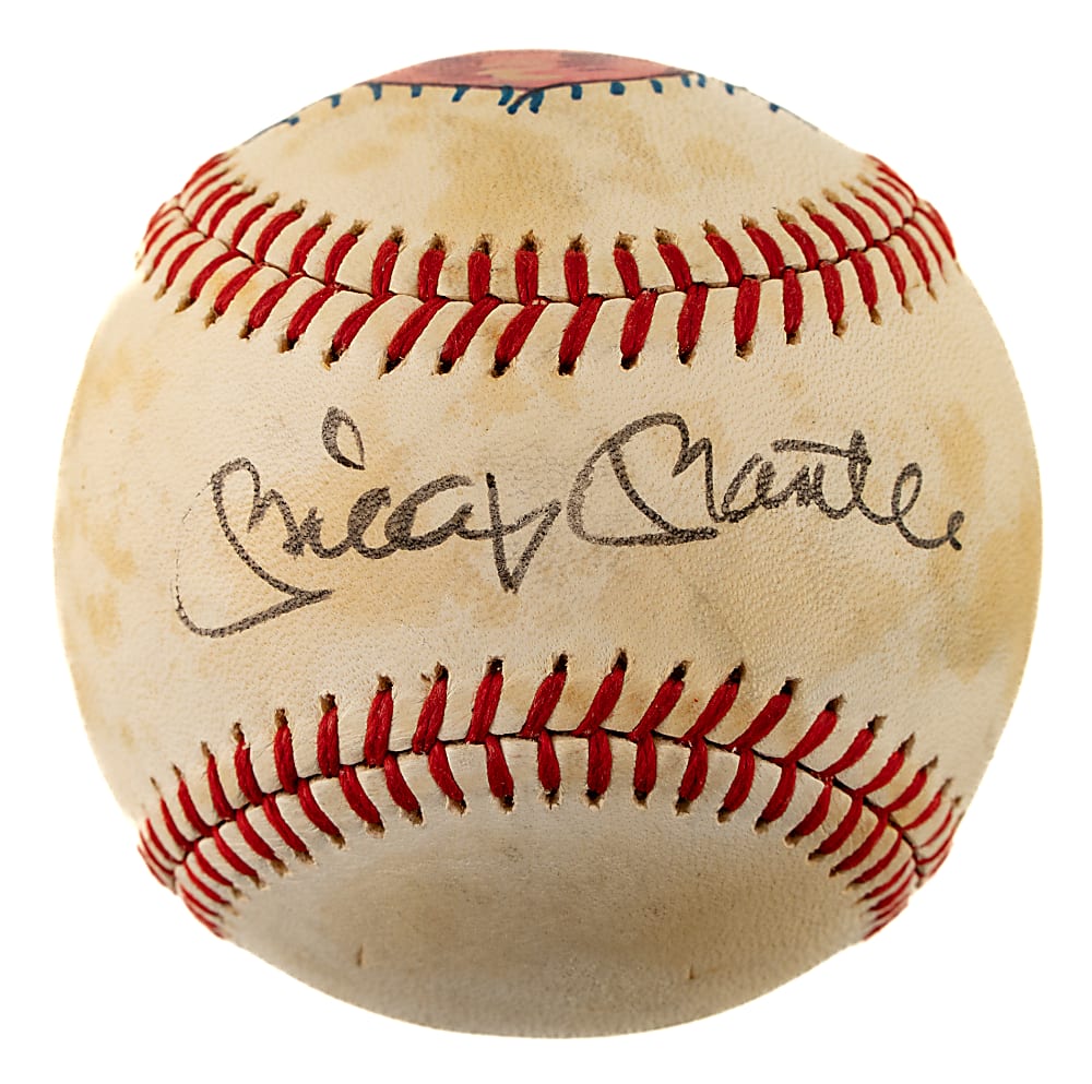 Mickey Mantle Single-Signed Portrait Baseball - JSA