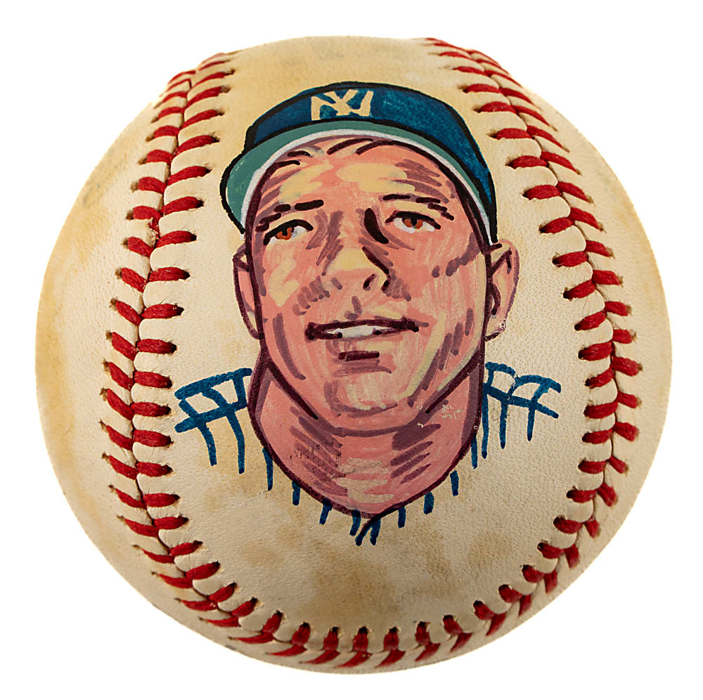 Mickey Mantle Single-Signed Portrait Baseball - JSA