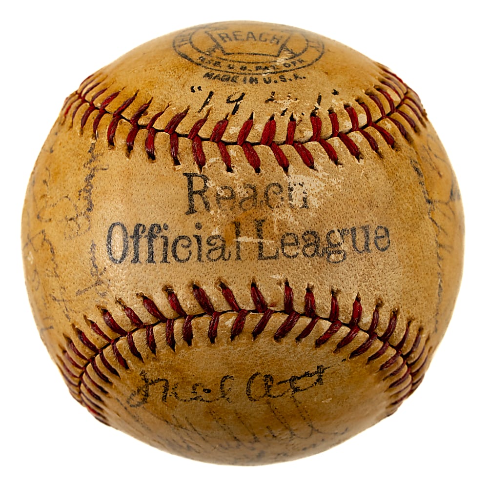 1941 New York Giants Team-Signed Baseball with Ott, Hubbell, and Terry - JSA