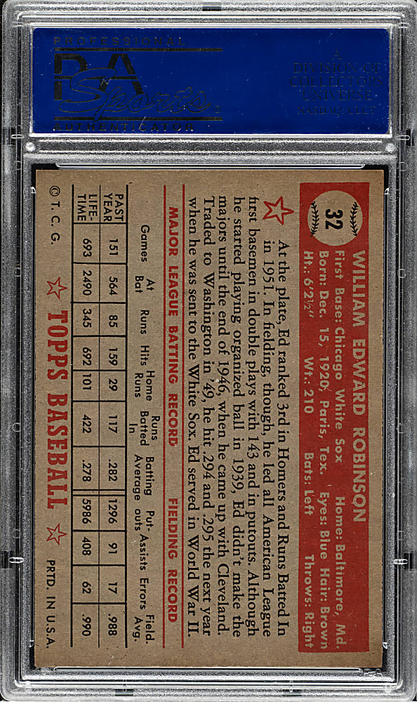 1952 Topps #32 Eddie Robinson PSA NM 7