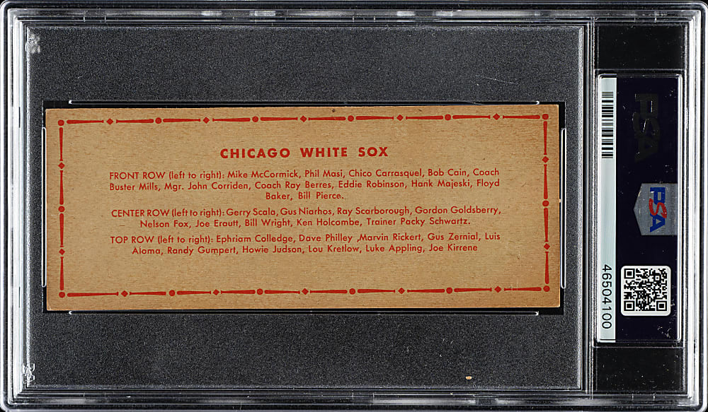 1951 Topps Teams Chicago White Sox Dated PSA EX 5