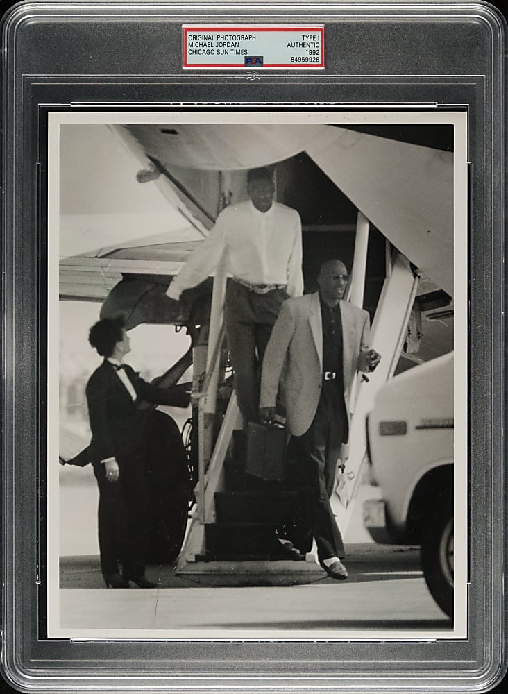 1992 Michael Jordan Original Chicago Sun Times Photograph PSA/DNA Type I - Bulls Arrive Home Before Game 6 of 1992 NBA Finals