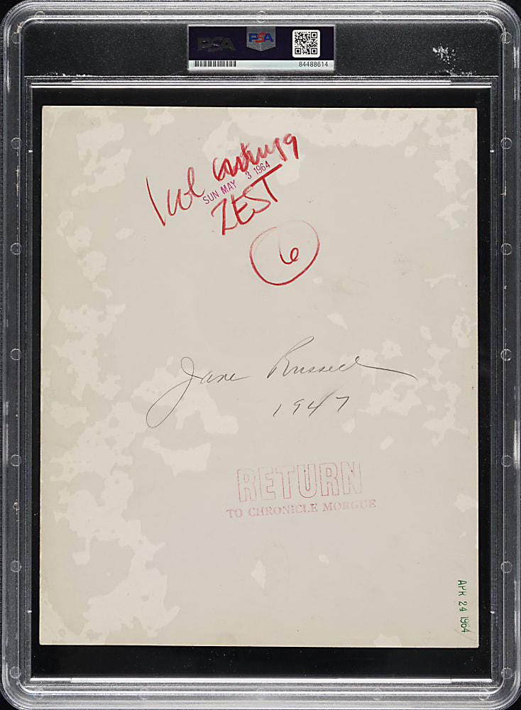 Circa 1940s Jane Russell Original National Broadcasting Co. Photograph PSA/DNA Type I