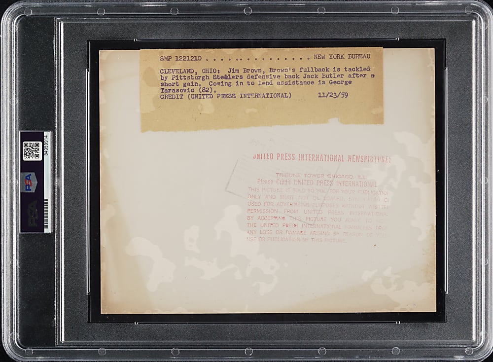 1959 Jim Brown Original United Press International News Service Photograph PSA/DNA Type I