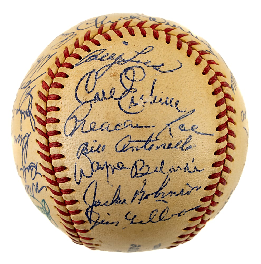 1953 Brooklyn Dodgers National League Champions Team-Signed Baseball with Jackie Robinson and Roy Campanella - JSA