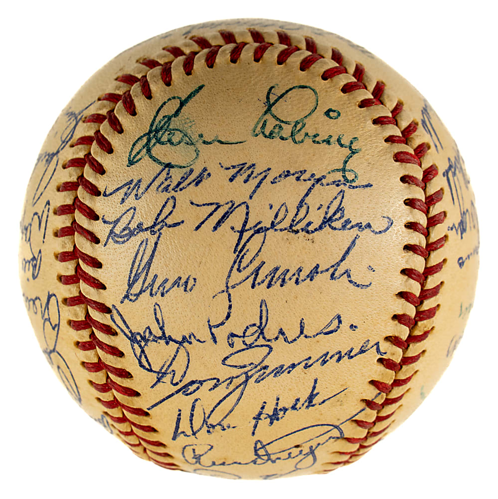 1953 Brooklyn Dodgers National League Champions Team-Signed Baseball with Jackie Robinson and Roy Campanella - JSA