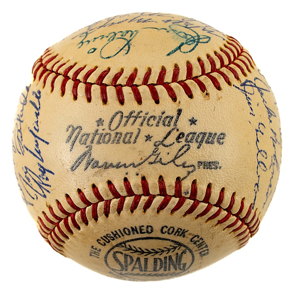 1953 Brooklyn Dodgers National League Champions Team-Signed Baseball with Jackie Robinson and Roy Campanella - JSA