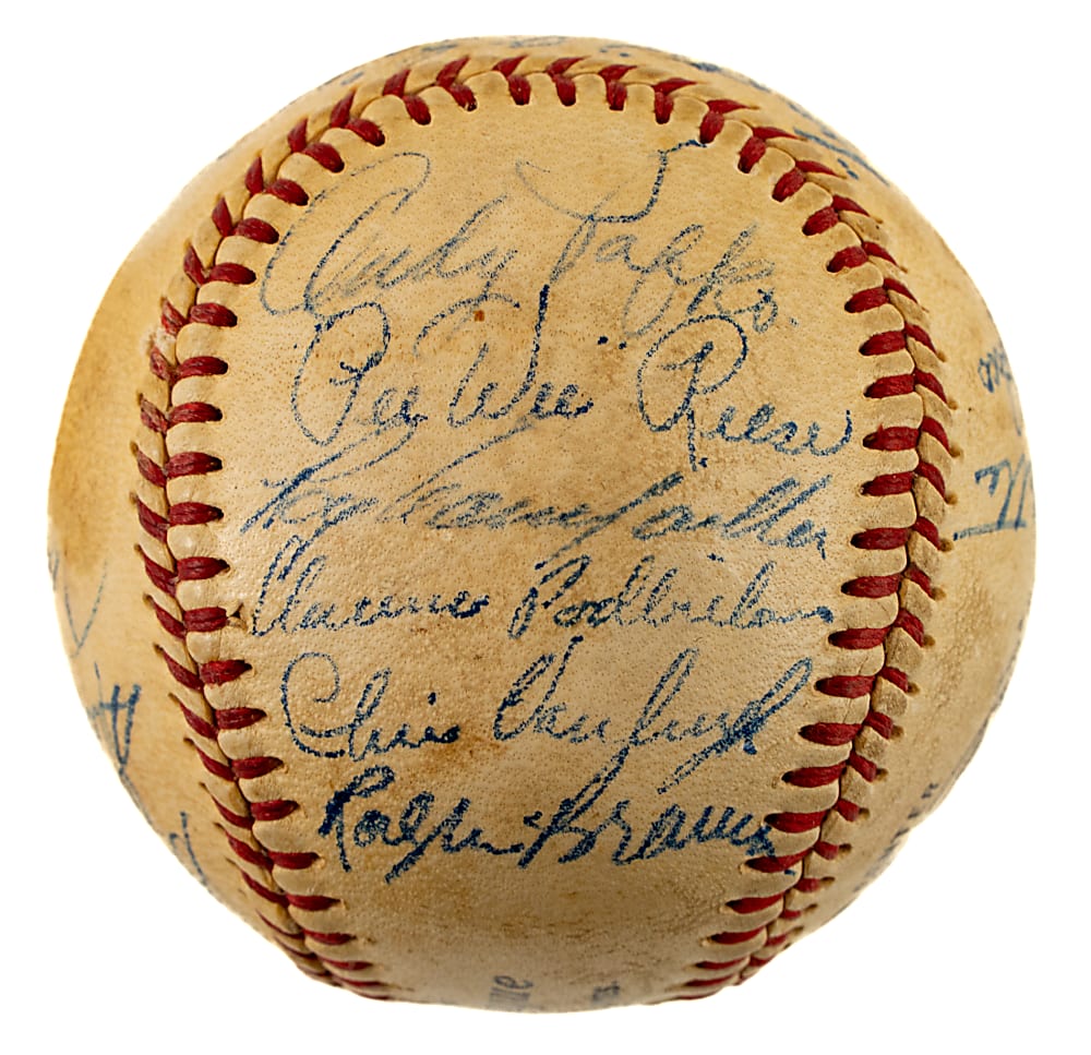 Early 1950s Brooklyn Dodgers Multi-Signed Baseball with Jackie Robinson, Gil Hodges, and Roy Campanella - JSA