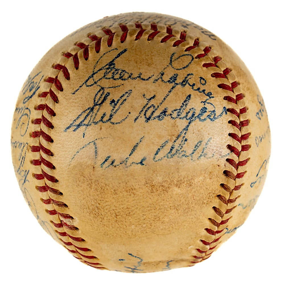 Early 1950s Brooklyn Dodgers Multi-Signed Baseball with Jackie Robinson, Gil Hodges, and Roy Campanella - JSA