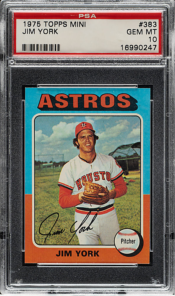 1975 Topps Mini #383 Jim York PSA GEM MINT 10