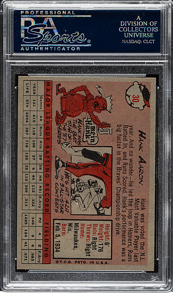 1958 Topps #30 Hank Aaron PSA NM+ 7.5