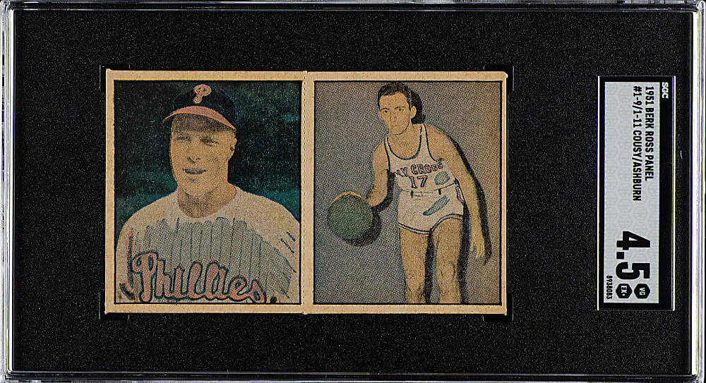 1951 Berk Ross #1-9/1-11 Richie Ashburn/Bob Cousy Rookie Complete Panel SGC VG/EX+ 4.5