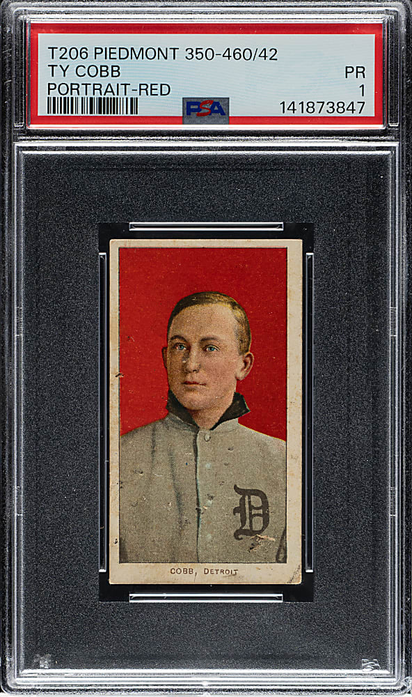 1909-1911 T206 White Border Ty Cobb Portrait Red Background PSA POOR 1 - Piedmont "Factory 42" Back