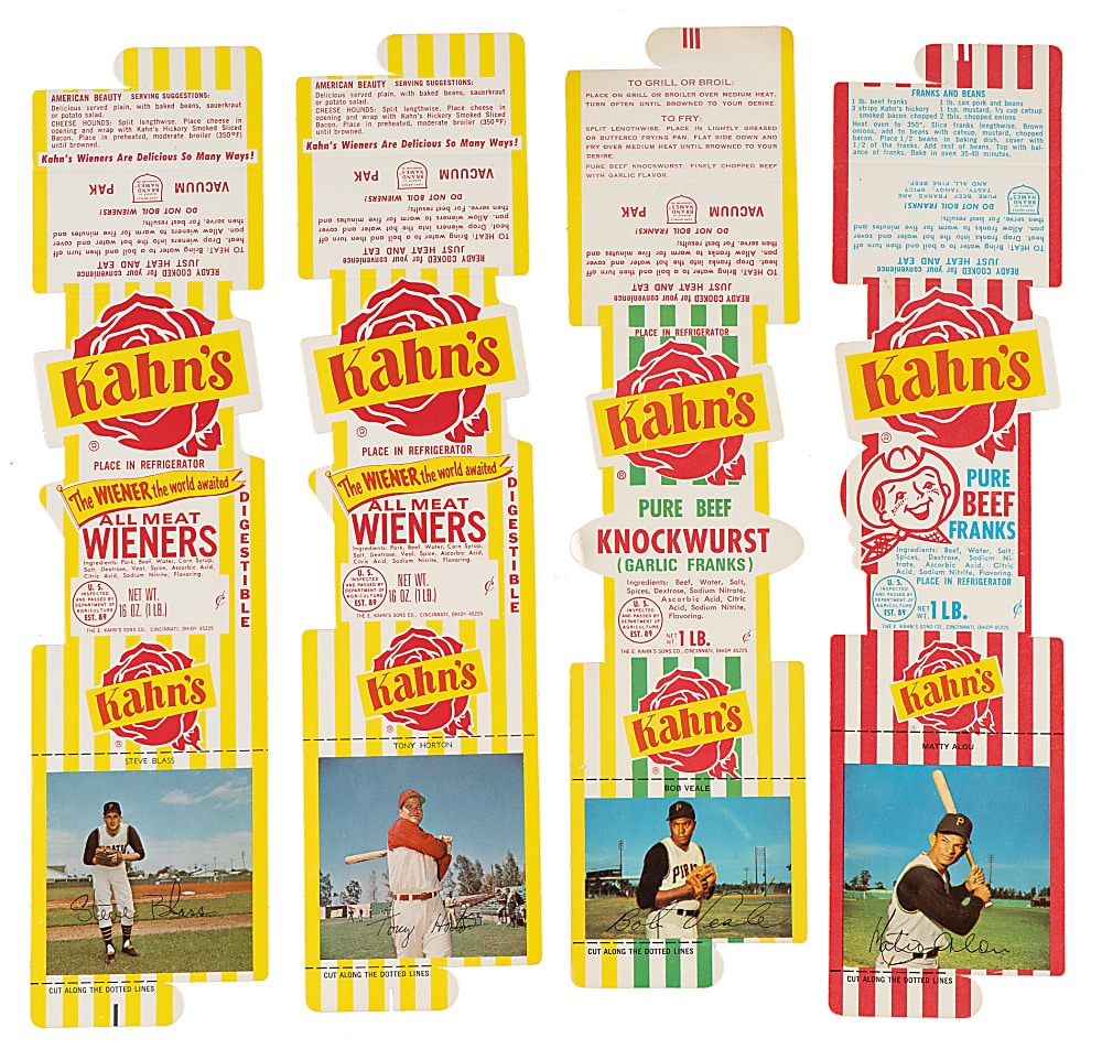 1968 and 1969 Kahn's Wieners Full Panel Collection (8) Including Hank Aaron and Joe Torre