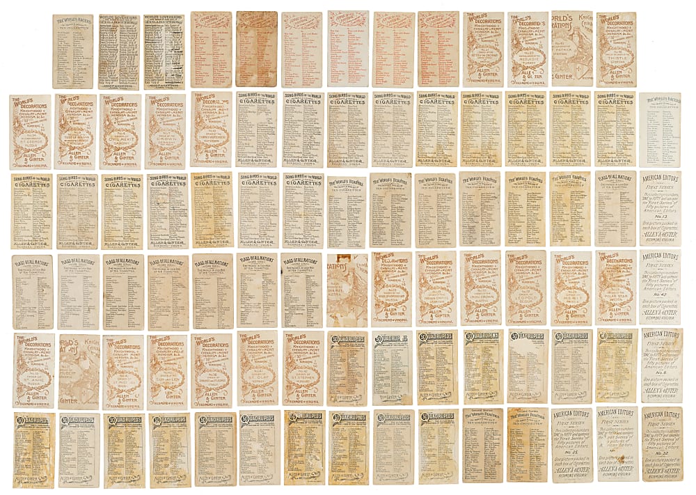 1880s Allen & Ginter Nonsport-Card Collection (218) Including "World's Dudes," "Parasol Drill," and "American Editors"